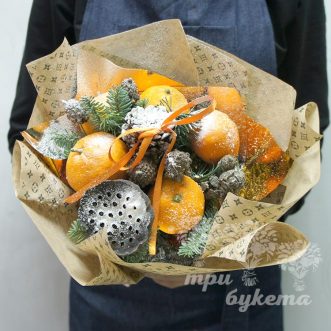 Зимний букет из апельсинов и лотоса