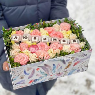 Розовые и кремовые розы для любимой Розовые и кремовые розы для любимой